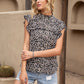 Ditsy Floral Mock Neck Cap Sleeve T-Shirt