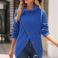 Decorative Button Mock Neck Sweater