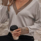 V-Neck Dropped Shoulder Blouse