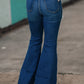 Distressed Raw Hem Flare Jeans