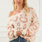 Leopard V-Neck Dropped Shoulder Sweater