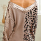 Leopard Sequin V-Neck Long Sleeve Sweater