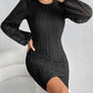 Round Neck Puff Sleeve Tulip Hem Mini Dress