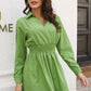 Johnny Collar Smocked Waist Long Sleeve Mini Dress