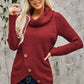 Decorative Button Mock Neck Sweater