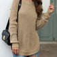 Slit Round Neck Long Sleeve Sweater