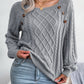 Decorative Button Cable-Knit Sweater