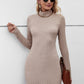 Textured Cutout Mock Neck Wrap Dress