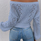 Openwork Off-Shoulder Long Sleeve Sweater