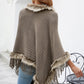 Faux Fur Trim Fringed Poncho