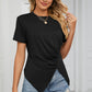 Ruched Round Neck Short Sleeve T-Shirt