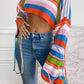 Fringe Striped Round Neck Knit Top