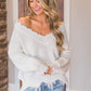 Frayed Hem Dropped Shoulder Sweater