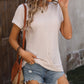 Cable-Knit Round Neck Short Sleeve T-Shirt