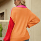 Color Block Dropped Shoulder Sweater