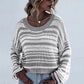 Striped Round Neck Dropped Shoulder Sweater