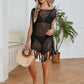 Fringe Trim Openwork Cover-Up Dress