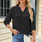 Notched Three-Quarter Sleeve T-Shirt