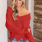 Frayed Hem Dropped Shoulder Sweater