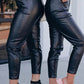 High Waist PU Leather Cropped Pants