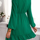 Frill Ruched Mock Neck Balloon Sleeve Dress