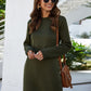 Round Neck Long Sleeve Mini Dress with Pockets