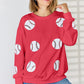 Sequin Ball Round Neck Dropped Shoulder Sweatshirt