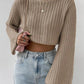 Mock Neck Long Sleeve Cropped Sweater