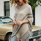 Fringe Hem Striped Cape Sleeve Poncho