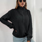 Turtleneck Zip Up Long Sleeve Knit Top