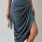 Ruched Slit High Wiast Skirt