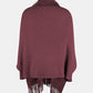 Fringe Open Front Long Sleeve Poncho