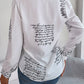 Letter Printed Button Up Long Sleeve Blouse