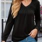 Ruched V-Neck Long Sleeve T-Shirt