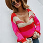 Color Block V-Neck Dropped Shoulder Sweater