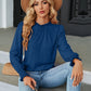 Frill Mock Neck Long Sleeve Blouse