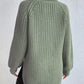 Full Size Turtleneck Rib-Knit Slit Sweater