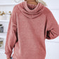 Texture Drawstring Long Sleeve Hooded Sweater