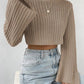 Mock Neck Long Sleeve Cropped Sweater