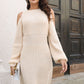 Ribbed Cold Shoulder Long Sleeve Sweater Dress