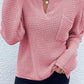 Notched Long Sleeve Sweater