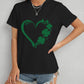 Heart Lucky Clover Round Neck Short Sleeve T-Shirt