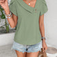 Decorative Button Asymmetrical Neck Blouse