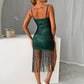 Sequin Fringe Spaghetti Strap Dress