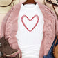 Heart Round Neck Short Sleeve T-Shirt