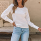 Scoop Neck Long Sleeve Blouse