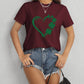 Heart Lucky Clover Round Neck Short Sleeve T-Shirt