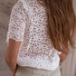 Openwork Round Neck Short Sleeve Blouse