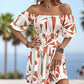 Printed Off-Shoulder Smocked Waist Dress