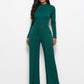 Long Sleeve Mock Neck Wide Leg Jumpsuit